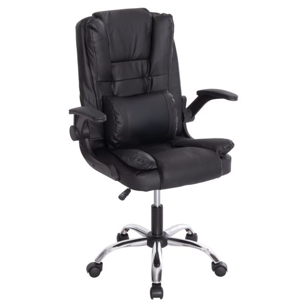 ΚΑΡΕΚΛΑ ΓΡΑΦΕΙΟΥ CANAN HM1201 ΜΑΥΡO PVC-ΒΑΣΗ ΧΡΩΜΙΟΥ 66x61x105Υεκ.