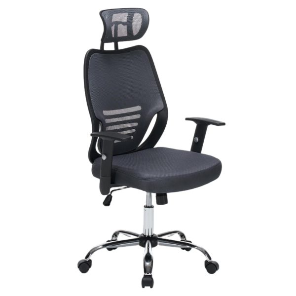 ΚΑΡΕΚΛΑ ΓΡΑΦΕΙΟΥ BRIEF HM1206.02 ΓΚΡΙ MESH--ΒΑΣΗ ΧΡΩΜΙΟΥ 63x64x122Υεκ.