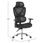 ΚΑΡΕΚΛΑ ΓΡΑΦΕΙΟΥ NOVAR HM1217.01 ΜΑΥΡO MESH--ΒΑΣΗ ΧΡΩΜΙΟΥ 51x49x129Υεκ - Image 2