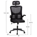 ΚΑΡΕΚΛΑ ΓΡΑΦΕΙΟΥ KESI HM1222.01 ΜΑΥΡO MESH & PP 61x62x125Υεκ. - Image 2