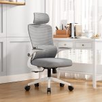 ΚΑΡΕΚΛΑ ΓΡΑΦΕΙΟΥ KESI HM1222.02 ΑΝΟΙΧΤΟ ΓΚΡΙ MESH--ΛΕΥΚΟ PP 52x50x122Υεκ. - Image 2