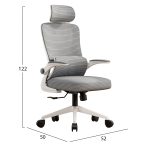 ΚΑΡΕΚΛΑ ΓΡΑΦΕΙΟΥ KESI HM1222.02 ΑΝΟΙΧΤΟ ΓΚΡΙ MESH--ΛΕΥΚΟ PP 52x50x122Υεκ. - Image 3