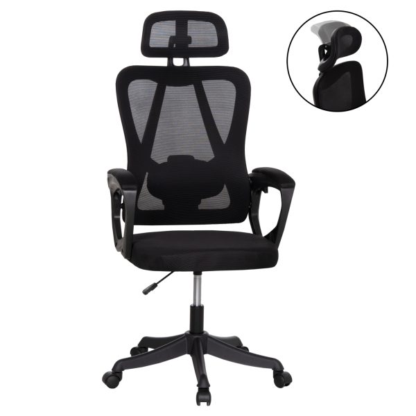ΚΑΡΕΚΛΑ ΓΡΑΦΕΙΟΥ FRANTIC HM1224.01 ΜΑΥΡO MESH & ΠΟΛΥΠΡΟΠΥΛΕΝΙΟ 60x66x130Υεκ