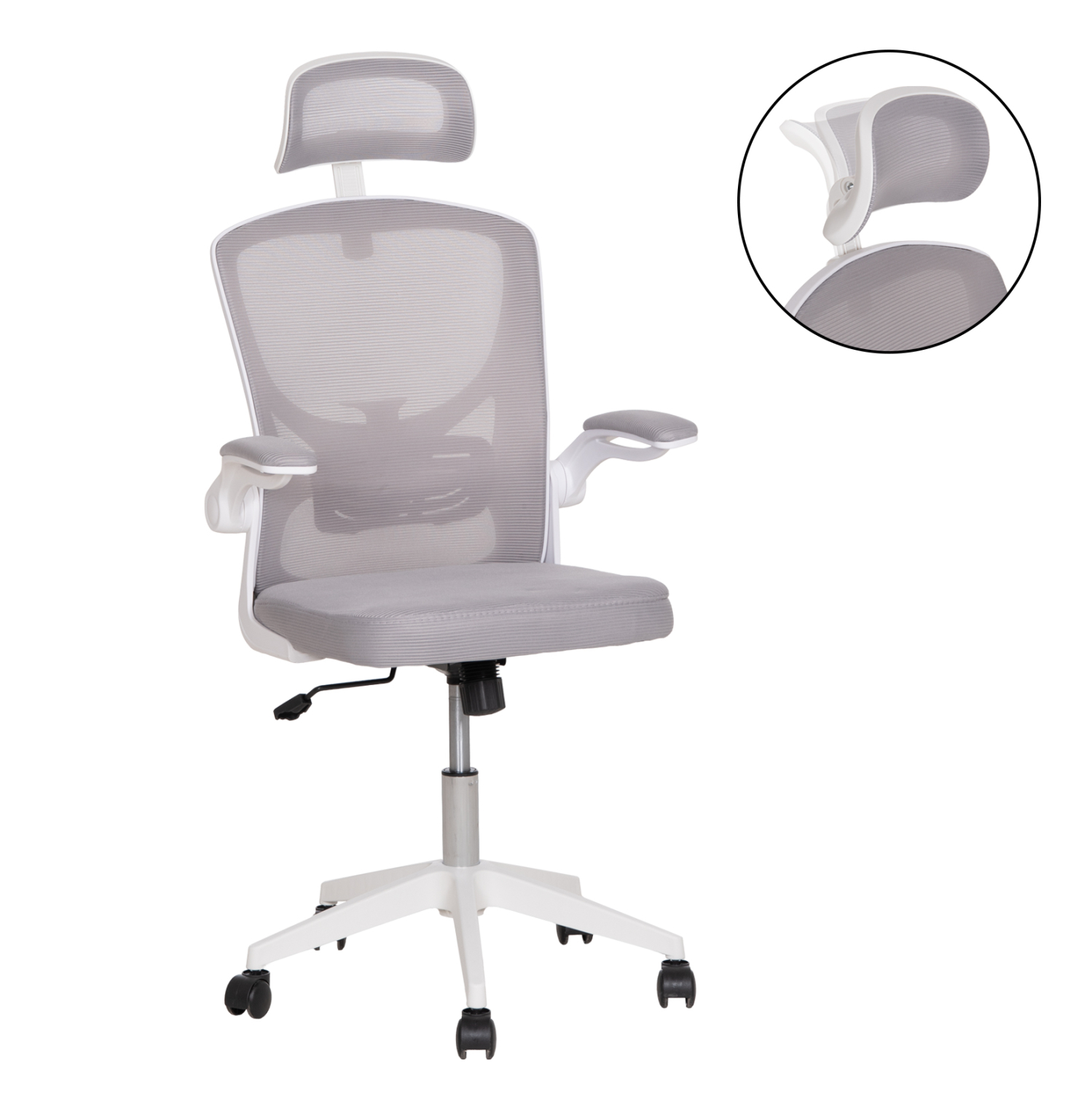 karekla-grafeioy-fb9123002-leyko-pp-anoi ΚΑΡΕΚΛΑ ΓΡΑΦΕΙΟΥ FLOATER HM1230.02 ΛΕΥΚΟ PP--ΑΝΟΙΧΤΟ ΓΚΡΙ MESH 62x62x115-125Υεκ - Image 1