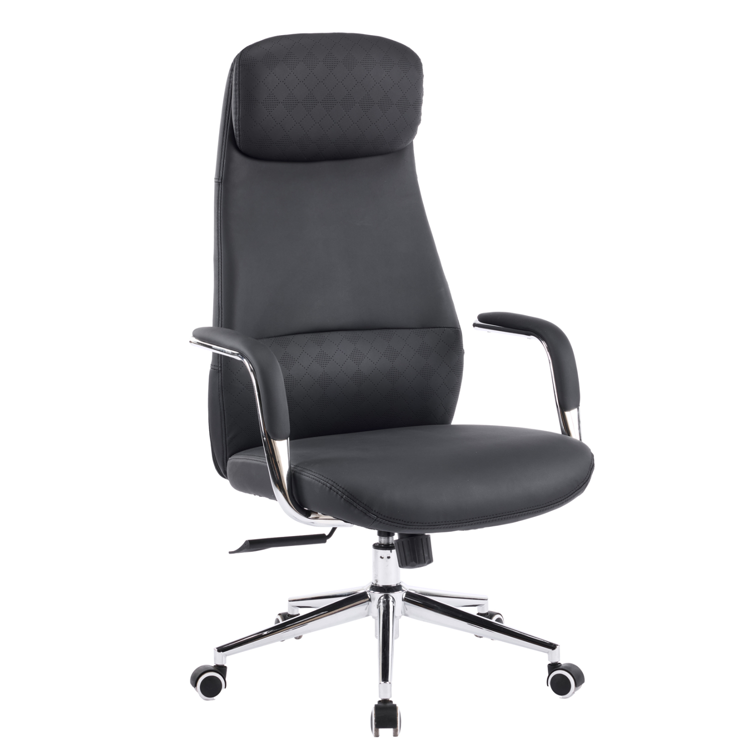 karekla-grafeioy-fb91835401-mayro-pu-der ΚΑΡΕΚΛΑ ΓΡΑΦΕΙΟΥ SONTY HM18354.01 ΜΑΥΡΟ PU ΔΕΡΜΑ--ΒΑΣΗ ΧΡΩΜΙΟΥ 64x68x125Υεκ - Image 1