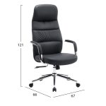 ΚΑΡΕΚΛΑ ΓΡΑΦΕΙΟΥ TEETER HM18355.01 ΜΑΥΡΟ PU ΔΕΡΜΑ--ΒΑΣΗ ΧΡΩΜΙΟΥ 67x66x121Υεκ - Image 2