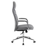 ΚΑΡΕΚΛΑ ΓΡΑΦΕΙΟΥ TEETER HM18355.10 ΓΚΡΙ PU ΔΕΡΜΑ--ΒΑΣΗ ΧΡΩΜΙΟΥ 67x66x121Υεκ - Image 4