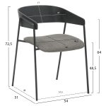 ΚΑΡΕΚΛΑ ΤΡΑΠΕΖΑΡΙΑΣ KORIN HM9975.02 ΜΕΤΑΛΛΟ & ΞΥΛΟ ΜΑΥΡΟ-ΥΦΑΣΜΑ ΓΚΡΙ 54x51x72,5Υεκ - Image 2