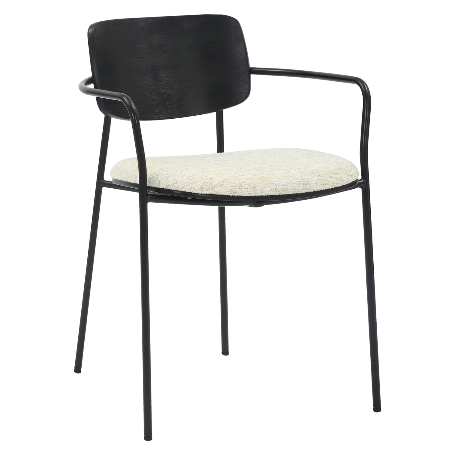 karekla-trapezarias-fb9998002-metallo-xy ΚΑΡΕΚΛΑ ΤΡΑΠΕΖΑΡΙΑΣ VIKKI HM9980.02 ΜΕΤΑΛΛΟ & ΞΥΛΟ ΜΑΥΡΟ-ΕΚΡΟΥ ΥΦΑΣΜΑ 54x54x75,5Υεκ. - Image 1