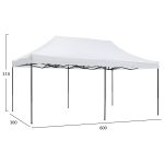 ΚΙΟΣΚΙ/GAZEBO MATTHEW HM6312 ΠΤΥΣΣΟΜΕΝΟ-ΣΚΕΛΕΤΟΣ ΜΕΤΑΛ.ΜΑΥΡΟΣ-ΛΕΥΚΟ ΥΦΑΣΜΑ 300x600x310Yεκ - Image 2