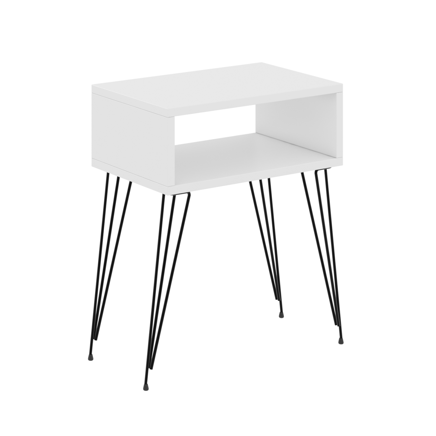 komodino-fb91818401-melamini-se-leyko-me ΚΟΜΟΔΙΝΟ TODD HM18184.01 ΜΕΛΑΜΙΝΗ ΣΕ ΛΕΥΚΟ-ΜΕΤΑΛ.ΜΑΥΡΑ ΠΟΔΙΑ 45x30x58Υεκ. - Image 1