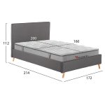 ΚΡΕΒΑΤΙ ΔΙΠΛΟ ΜΕ ΣΤΡΩΜΑ INDRA HM10769.01 ΓΚΡΙ ΥΦΑΣΜΑ--ΓΙΑ ΣΤΡΩΜΑ 160x200εκ - Image 3