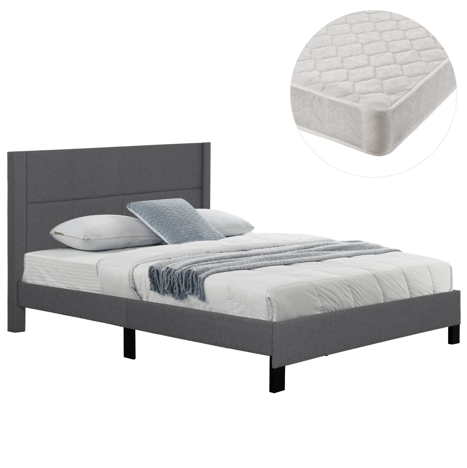 krebati-diplo-stroma-fb92120212-gkri-yfa ΚΡΕΒΑΤΙ ΔΙΠΛΟ & ΣΤΡΩΜΑ TRILLOP HM21202.12 ΓΚΡΙ ΥΦΑΣΜΑ--ΓΙΑ 160x200εκ - Image 1