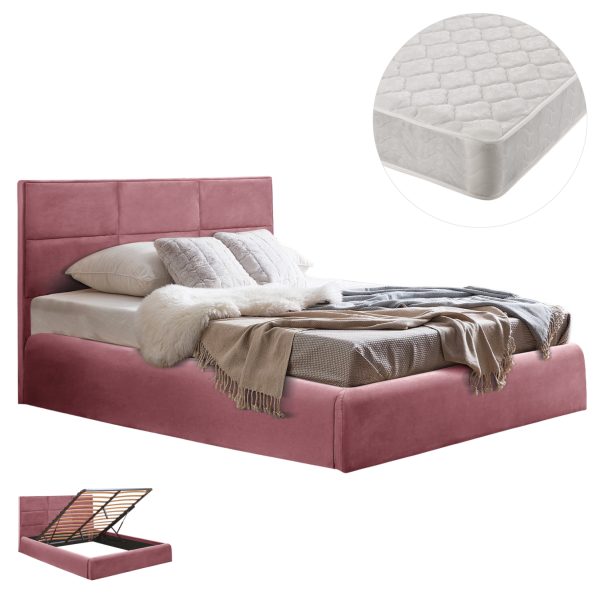 ΚΡΕΒΑΤΙ ΔΙΠΛΟ & ΣΤΡΩΜΑ BRILEY HM21272.02 ΣΑΠΙΟ ΜΗΛΟ ΒΕΛΟΥΔΟ ΜΕ ΑΠΟΘ.ΧΩΡΟ--ΓΙΑ 160x200εκ