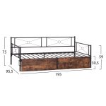 ΚΡΕΒΑΤΙ-ΚΑΝΑΠΕΣ BERNIE HM21120.01 ΜΑΥΡΟΣ ΜΕΤΑΛ. ΣΚΕΛΕΤΟΣ & 2 ΣΥΡΤΑΡΙΑ- ΓΙΑ 190x90εκ. - Image 3