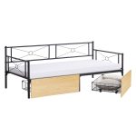 ΚΡΕΒΑΤΙ-ΚΑΝΑΠΕΣ BERNIE HM21120.02 ΜΑΥΡΟΣ ΜΕΤΑΛ.ΣΚΕΛΕΤΟΣ & 2 SONAMA ΣΥΡΤΑΡΙΑ-190x90εκ.