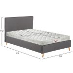 ΚΡΕΒΑΤΙ ΜΕ ΣΤΡΩΜΑ INDRA HM21280.01 ΓΚΡΙ ΥΦΑΣΜΑ--ΓΙΑ 160x200εκ - Image 3