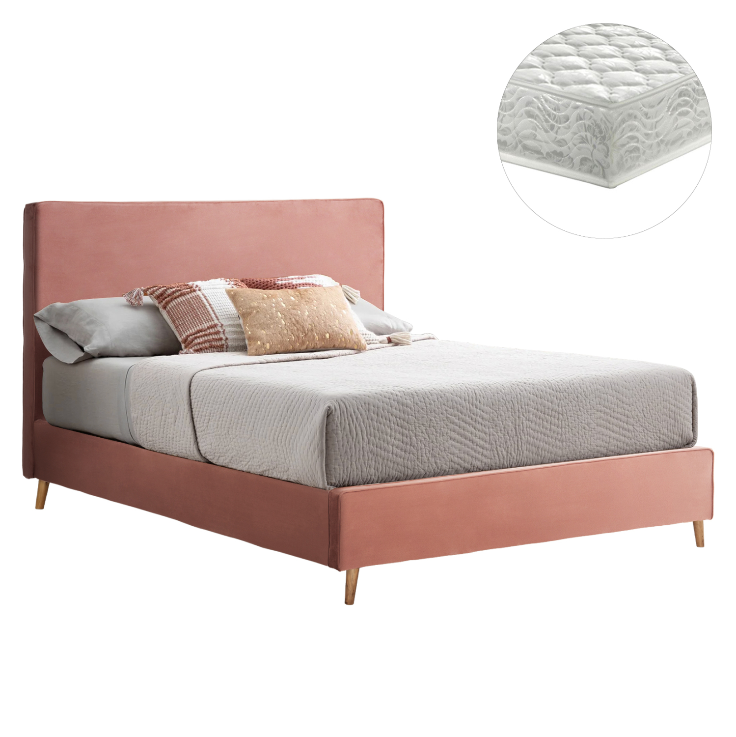 krebati-me-stroma-fb92128003-sapio-milo- ΚΡΕΒΑΤΙ ΜΕ ΣΤΡΩΜΑ INDRA HM21280.03 ΣΑΠΙΟ ΜΗΛΟ ΒΕΛΟΥΔΟ--ΓΙΑ 160x200εκ - Image 1