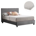 ΚΡΕΒΑΤΙ ΜΕ ΣΤΡΩΜΑ BECCA HM21283.04 ΓΚΡΙ ΥΦΑΣΜΑ--ΓΙΑ 150x200εκ
