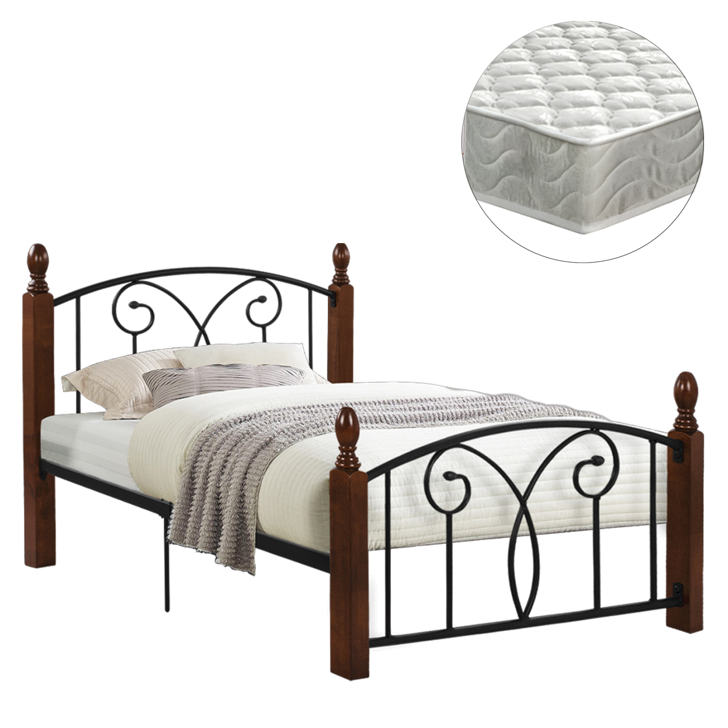 krebati-mono-stroma-fb921331-metallo-xyl ΚΡΕΒΑΤΙ ΜΟΝΟ & ΣΤΡΩΜΑ SUZIE HM21331 ΜΕΤΑΛΛΟ & ΞΥΛΟ ΣΕ ΚΑΡΥΔΙ--ΣΤΡΩΜΑ 90x190εκ - Image 1