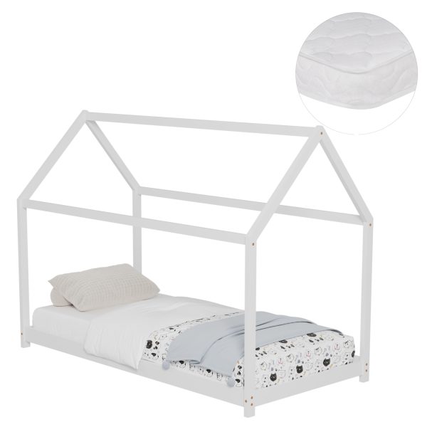 ΚΡΕΒΑΤΙ ΠΑΙΔΙΚΟ ΜΕ ΣΤΡΩΜΑ PEPE HM21302.01 ΞΥΛΟ ΠΕΥΚΟΥ ΣΕ ΛΕΥΚΟ--ΣΤΡΩΜΑ 90x190εκ