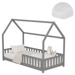ΚΡΕΒΑΤΙ ΠΑΙΔΙΚΟ ΜΕ ΣΤΡΩΜΑ PHYLLIS HM21304.02 ΞΥΛΟ ΠΕΥΚΟΥ ΣΕ ΓΚΡΙ--ΣΤΡΩΜΑ 90x190εκ