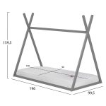 ΚΡΕΒΑΤΙ ΠΑΙΔΙΚΟ ΜΕ ΣΤΡΩΜΑ MUNK HM21306.02 ΞΥΛΟ ΠΕΥΚΟΥ ΣΕ ΓΚΡΙ--ΣΤΡΩΜΑ 90x190εκ - Image 3