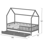 ΚΡΕΒΑΤΙ ΠΑΙΔΙΚΟ ΜΕ ΣΥΡΤΑΡΙΑ PHYLLIS HM21324.02 ΞΥΛΟ ΠΕΥΚΟΥ ΓΚΡΙ--ΜΕ ΣΤΡΩΜΑ 90x190εκ - Image 3