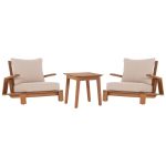 LOUNGE ΣΕΤ MIREX HM10893 ΤΡΑΠΕΖΑΚΙ & 2 ΠΟΛΥΘΡΟΝΕΣ--ΞΥΛΟ ΑΚΑΚΙΑΣ--ΕΚΡΟΥ ΜΑΞΙΛΑΡΙΑ