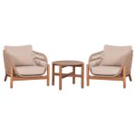 LOUNGE ΣΕΤ SANJI HM21214 ΤΡΑΠΕΖΙ & 2 ΠΟΛΥΘΡΟΝΕΣ--ΞΥΛΟ ΑΚΑΚΙΑΣ-ΑΛΟΥΜΙΝΙΟ-ΣΧΟΙΝΙ