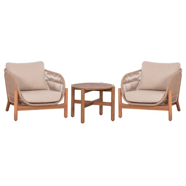 LOUNGE ΣΕΤ SANJI HM21214 ΤΡΑΠΕΖΙ & 2 ΠΟΛΥΘΡΟΝΕΣ--ΞΥΛΟ ΑΚΑΚΙΑΣ-ΑΛΟΥΜΙΝΙΟ-ΣΧΟΙΝΙ