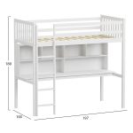 ΠΑΙΔΙΚH KOYKETA τ.MONTESSORI ΜΕ ΓΡΑΦΕΙΟ & ΒΙΒΛΙΟΘΗΚΗ LIBRO HM708.03 ΞΥΛΟ ΠΕΥΚΟΥ ΛΕΥΚΟ- 90x190εκ - Image 3