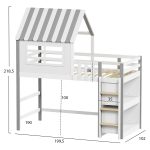 ΠΑΙΔΙΚΟ ΚΡΕΒΑΤΙ τ.MONTESSORI ΜΕ ΠΛΑΙΝΑ ΡΑΦΙΑ HOMI HM712 ΞΥΛΟ ΠΕΥΚΟΥ ΛΕΥΚΟ-ΓΚΡΙ-ΣΤΡΩΜΑ 90x190εκ - Image 2