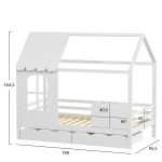 ΠΑΙΔΙΚΟ ΚΡΕΒΑΤΙ τ.MONTESSORI ΜΕ ΣΥΡΤΑΡΙΑ DOMER HM710.03 ΞΥΛΟ ΠΕΥΚΟΥ ΛΕΥΚΟ-ΣΤΡΩΜΑ 90x190εκ - Image 2