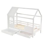 ΠΑΙΔΙΚΟ ΚΡΕΒΑΤΙ τ.MONTESSORI ΜΕ ΣΥΡΤΑΡΙΑ DOMER HM710.03 ΞΥΛΟ ΠΕΥΚΟΥ ΛΕΥΚΟ-ΣΤΡΩΜΑ 90x190εκ - Image 3