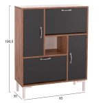 ΠΑΠΟΥΤΣΟΘΗΚΗ MEDY HM18187.02 ΜΕΛΑΜΙΝΗ ΣΕ ΦΥΣΙΚΟ & ΑΝΘΡΑΚΙ-ΜΑΥΡΑ ΠΟΔΙΑ 85x30x108.5Υεκ - Image 2