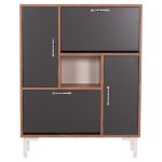 ΠΑΠΟΥΤΣΟΘΗΚΗ MEDY HM18187.02 ΜΕΛΑΜΙΝΗ ΣΕ ΦΥΣΙΚΟ & ΑΝΘΡΑΚΙ-ΜΑΥΡΑ ΠΟΔΙΑ 85x30x108.5Υεκ - Image 4