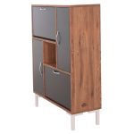 ΠΑΠΟΥΤΣΟΘΗΚΗ MEDY HM18187.02 ΜΕΛΑΜΙΝΗ ΣΕ ΦΥΣΙΚΟ & ΑΝΘΡΑΚΙ-ΜΑΥΡΑ ΠΟΔΙΑ 85x30x108.5Υεκ - Image 6