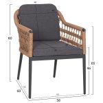 ΠΟΛΥΘΡΟΝΑ BOXER HM6556.01 ΑΛΟΥΜΙΝΙΟ & OLEFIN ΓΚΡΙ-TWIST WICKER 58x60x80Yεκ - Image 2