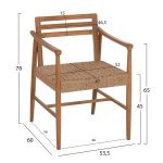 ΠΟΛΥΘΡΟΝΑ ΤΡΑΠΕΖΑΡΙΑΣ ROBIN HM18351 ΞΥΛΟ TEAK & ΣΧΟΙΝΙ VIRO ΦΥΣΙΚΟ 53,5x60x78Υεκ - Image 2