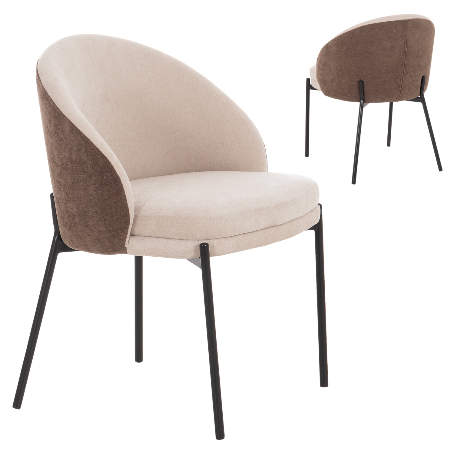 polythrona-trapezarias-fb91842602-kafe-m ΠΟΛΥΘΡΟΝΑ ΤΡΑΠΕΖΑΡΙΑΣ DETTON HM18426.02 ΚΑΦΕ/ΑΝΟΙΧΤΟ ΜΠΕΖ ΥΦΑΣΜΑ-ΜΕΤΑΛ.ΜΑΥΡΑ ΠΟΔΙΑ 58x56x76Υεκ - Image 1