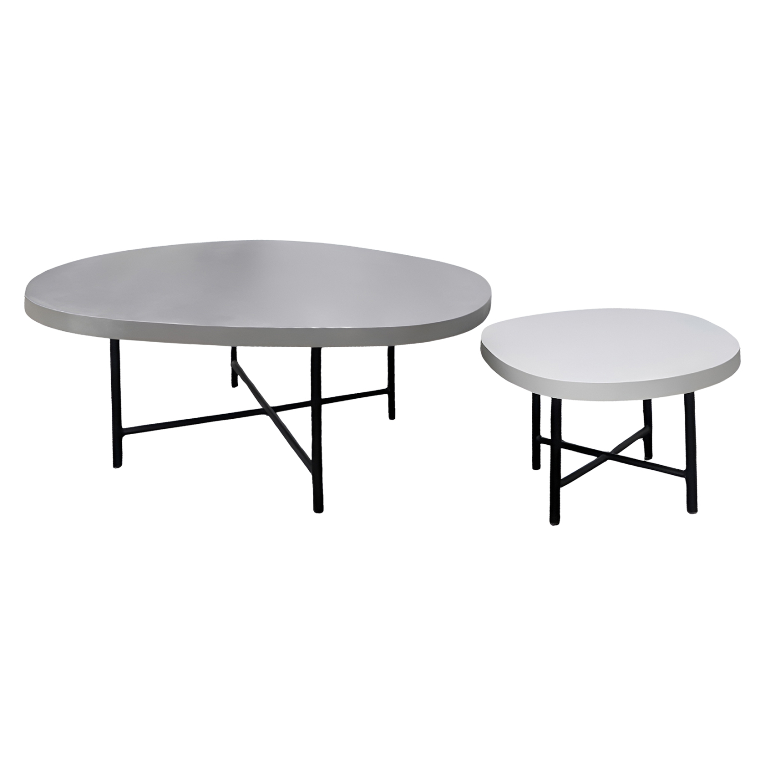 set-2-trapezakia-salonioy-fb91073301-fib ΣΕΤ 2 ΤΡΑΠΕΖΑΚΙΑ ΣΑΛΟΝΙΟΥ IFFANS HM10733.01 FIBER CEMENT ΓΚΡΙ-ΠΟΔΙΑ ΜΕΤΑΛΛΙΚΑ ΜΑΥΡΑ - Image 1