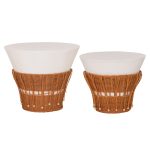 ΣΕΤ 2ΤΜΧ ΒΟΗΘΗΤΙΚΑ ΤΡΑΠΕΖΙΑ PERRAL HM21138.02 FIBER CEMENT ΛΕΥΚΟ-ΦΥΣΙΚΟ RATTAN