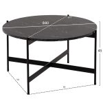 ΣΕΤ 2ΤΜΧ ΤΡΑΠΕΖΙΑ ΣΑΛΟΝΙΟΥ RONDA HM21089 MDF ΜΑΥΡΟ ΜΑΡΜΑΡΟ Φ80εκ & Φ50εκ - Image 2