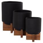 ΣΕΤ 3 ΓΛΑΣΤΡΕΣ ΜΕ TEAK ΒΑΣΕΙΣ TANTI HM4685.01 FIBER CEMENT ΣΕ ΜΑΥΡΟ ΧΡΩΜΑ - Image 5