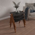 ΣΕΤ 3ΤΜΧ ΒΟΗΘΗΤΙΚΑ ΤΡΑΠΕΖΑΚΙΑ REACHER HM18176.02 ΜΕΛΑΜΙΝΗ ΣΕ ΚΑΡΥΔΙ-ΜΑΥΡΟ ΜΑΡΜΑΡΟ 40x30x40Υεκ. - Image 2