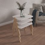 ΣΕΤ 3ΤΜΧ ΒΟΗΘΗΤΙΚΑ ΤΡΑΠΕΖΑΚΙΑ REACHER HM18176.01 ΜΕΛΑΜΙΝΗ ΣΕ SONAMA-ΛΕΥΚΟ 40x30x40Υεκ. - Image 2