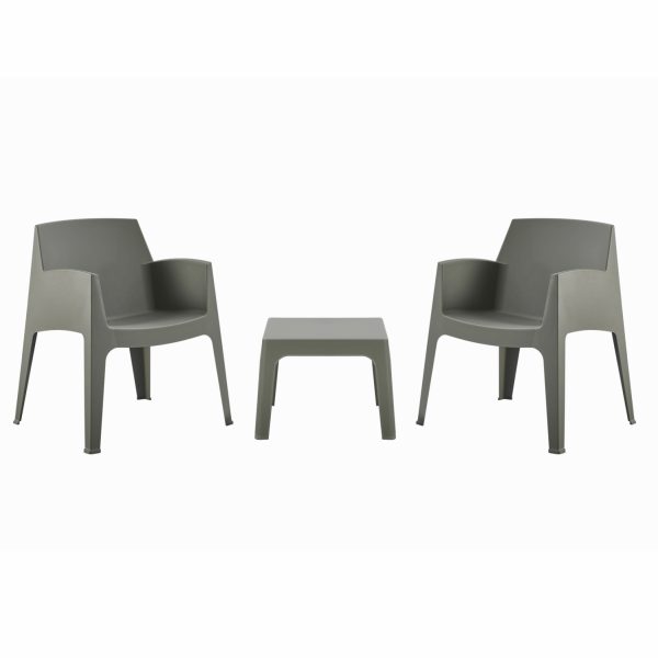 ΣΕΤ 3ΤΜΧ ΠΟΛΥΠΡΟΠΥΛΕΝΙΟΥ SLEEK HM21267.05 ΤΡΑΠΕΖΑΚΙ & 2 ΠΟΛΥΘΡΟΝΕΣ-DARK OLIVE GREEN