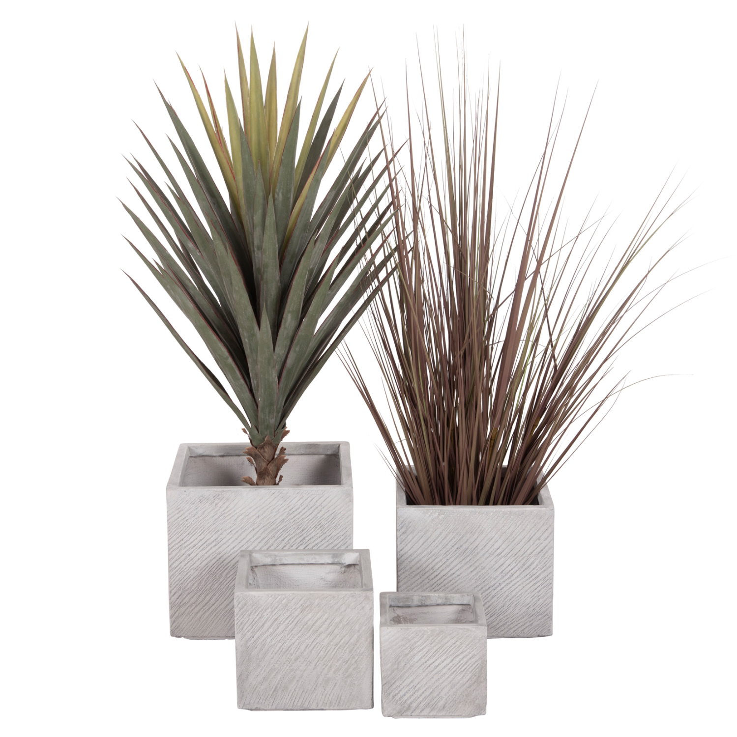 set-4tmch-glastres-tetragones-fb94730-fi ΣΕΤ 4ΤΜΧ ΓΛΑΣΤΡΕΣ ΤΕΤΡΑΓΩΝΕΣ GARDENER HM4730 FIBERCLAY ΓΚΡΙ CEMENT 37x37x32Υεκ. - Image 1