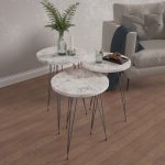 ΣΕΤ ΒΟΗΘ.ΤΡΑΠΕΖΑΚΙΑ NISSA HM18173.01 ΜΕΛΑΜΙΝΗ ΛΕΥΚΟ ΜΑΡΜΑΡΟ-ΜΑΥΡΑ ΜΕΤΑΛ.ΠΟΔΙΑ - Image 2